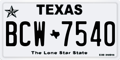 TX license plate BCW7540