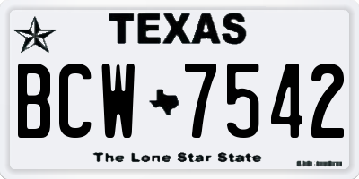 TX license plate BCW7542