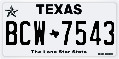 TX license plate BCW7543