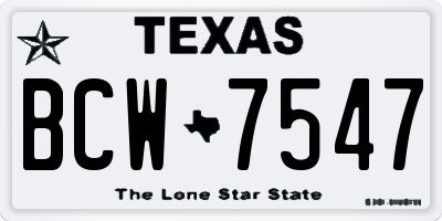 TX license plate BCW7547