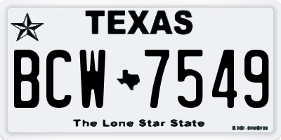 TX license plate BCW7549