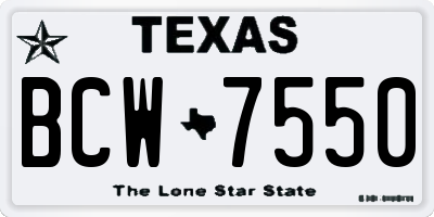 TX license plate BCW7550