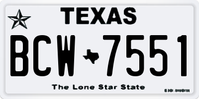 TX license plate BCW7551