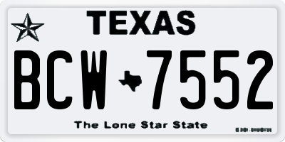 TX license plate BCW7552