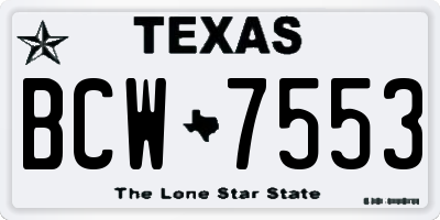TX license plate BCW7553