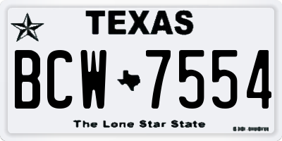 TX license plate BCW7554