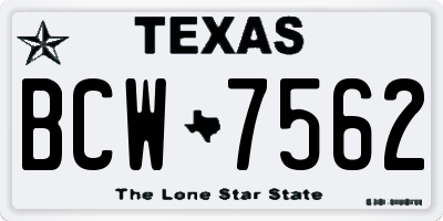 TX license plate BCW7562
