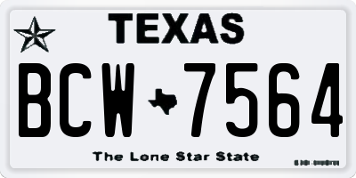 TX license plate BCW7564
