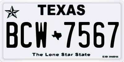 TX license plate BCW7567