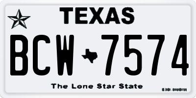 TX license plate BCW7574