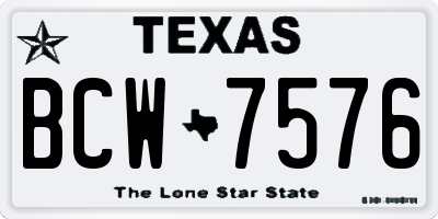 TX license plate BCW7576
