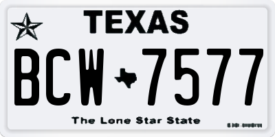 TX license plate BCW7577