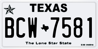 TX license plate BCW7581