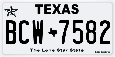 TX license plate BCW7582