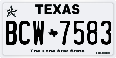 TX license plate BCW7583