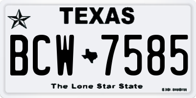 TX license plate BCW7585
