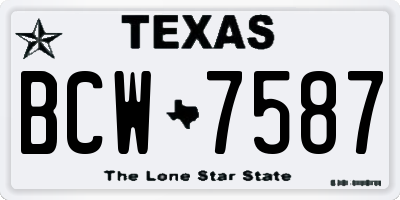 TX license plate BCW7587