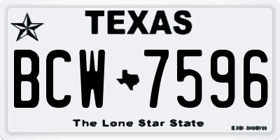 TX license plate BCW7596