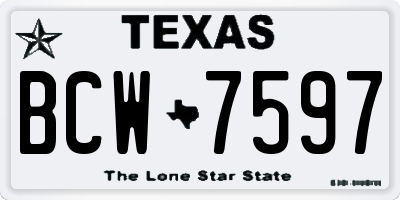 TX license plate BCW7597