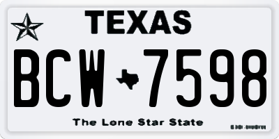 TX license plate BCW7598