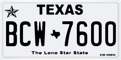 TX license plate BCW7600