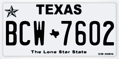 TX license plate BCW7602