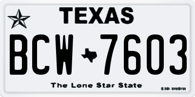 TX license plate BCW7603
