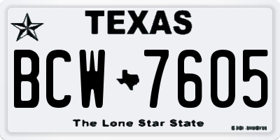 TX license plate BCW7605