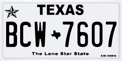 TX license plate BCW7607