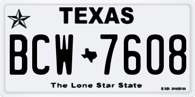TX license plate BCW7608