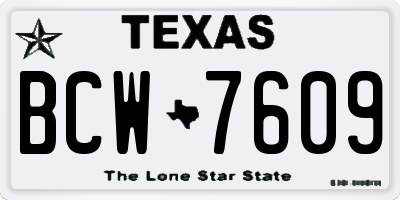TX license plate BCW7609