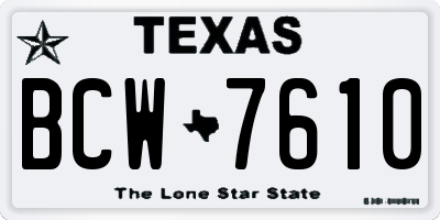 TX license plate BCW7610