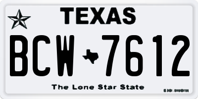 TX license plate BCW7612
