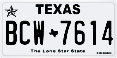 TX license plate BCW7614