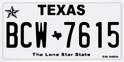 TX license plate BCW7615