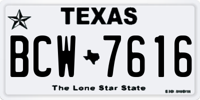 TX license plate BCW7616