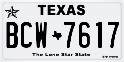 TX license plate BCW7617