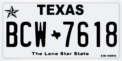 TX license plate BCW7618