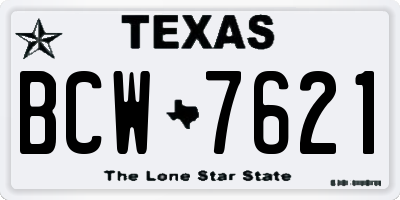 TX license plate BCW7621