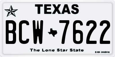 TX license plate BCW7622