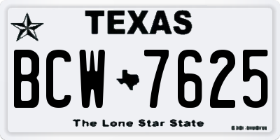 TX license plate BCW7625