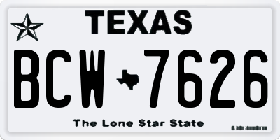 TX license plate BCW7626