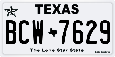 TX license plate BCW7629