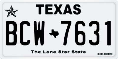 TX license plate BCW7631