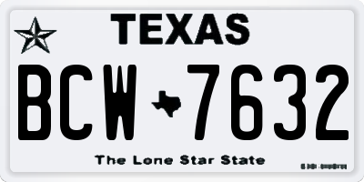 TX license plate BCW7632