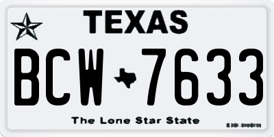 TX license plate BCW7633