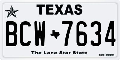 TX license plate BCW7634