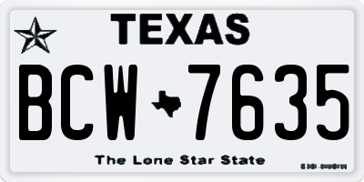 TX license plate BCW7635