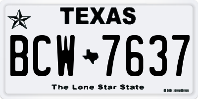 TX license plate BCW7637