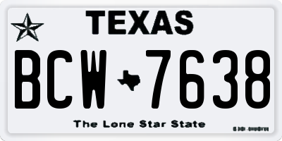 TX license plate BCW7638